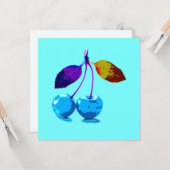 薄鮮やか色さくらんぼ カード (正面/裏面インサイチュ)