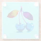 薄鮮やか色さくらんぼ ガラスコースター (裏面)