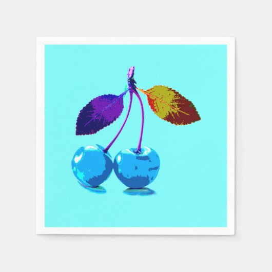 薄鮮やか色さくらんぼ スタンダードカクテルナプキン (正面)