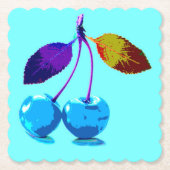 薄鮮やか色さくらんぼ ペーパーコースター (正面)