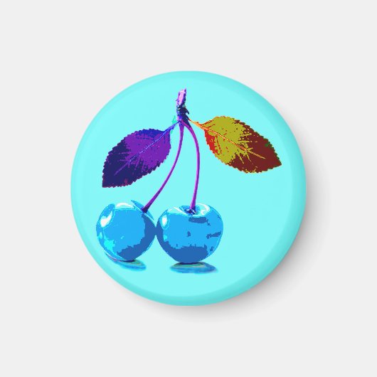 薄鮮やか色さくらんぼ マグネット (正面)