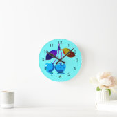 薄鮮やか色さくらんぼ ラウンド壁時計 (ホーム)