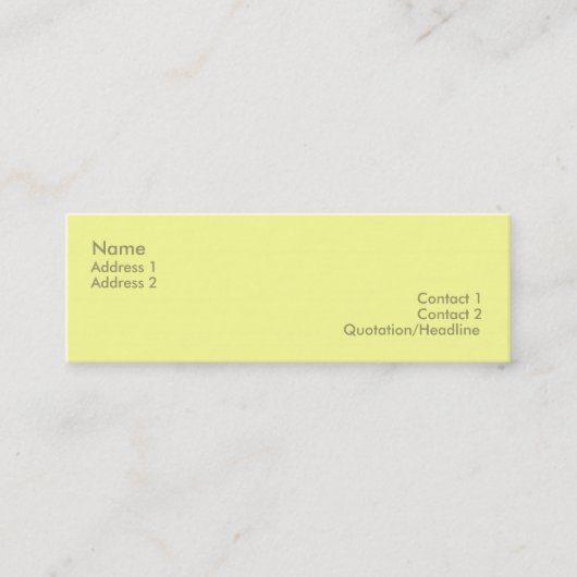 薄黄色のプロフィールカード スキニー名刺 (正面)