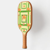 薄黄色グリーンのジオフラワーパターン ピックルボールラケット (左)