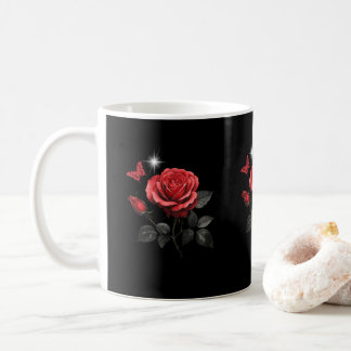 薔薇とインクと時間 ブラック コーヒーマグカップ