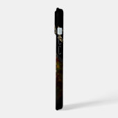 薔薇のモノグラム ブラック iPhone 15ケース (左側面)