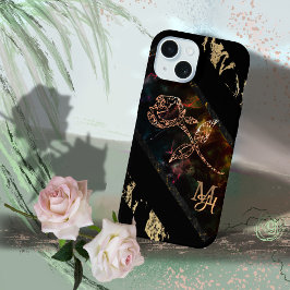 薔薇のモノグラム ブラック iPhone 15ケース