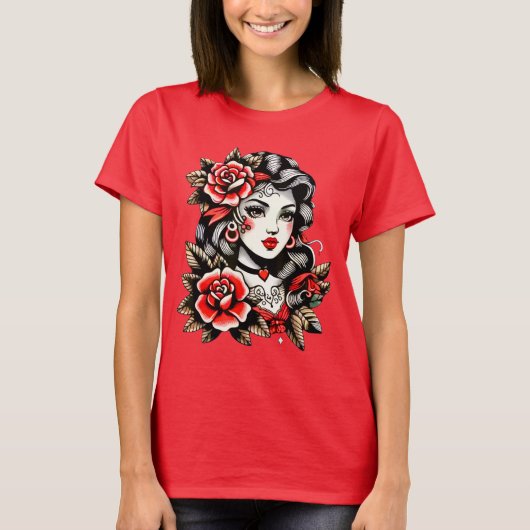 薔薇のレディTシャツ Tシャツ (正面)