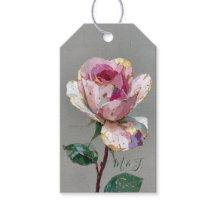 薔薇の厚塗りのフラワー ウェディング サンクスギフトタグ