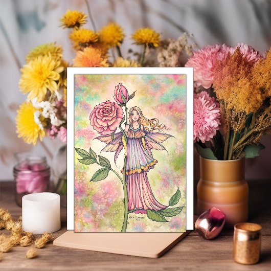 薔薇の妖精の水彩画 カード
