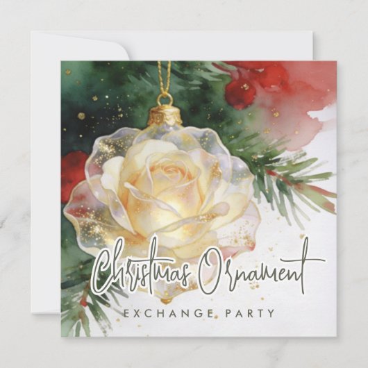 薔薇の形をしたグラマラスなクリスマスオーナメント Invi 招待状 (正面)