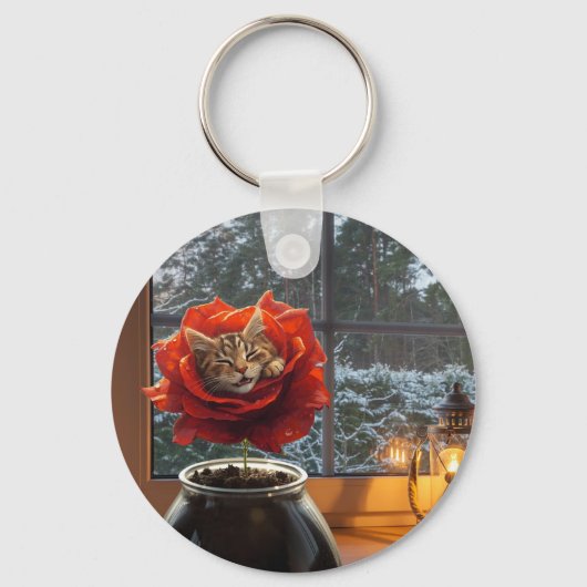 薔薇の猫の夢  キーホルダー (正面)