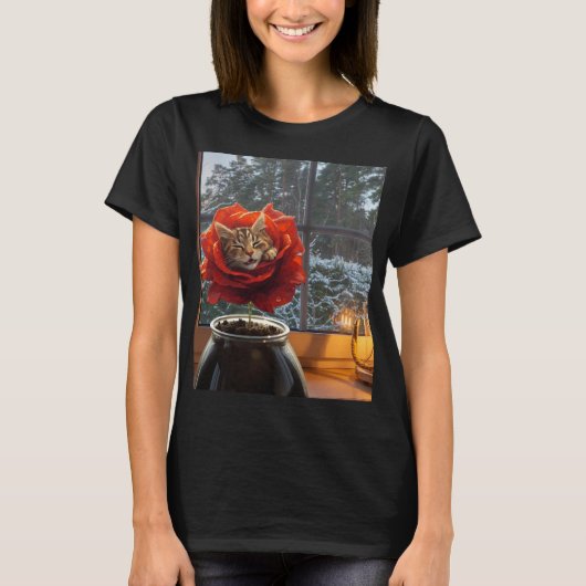 薔薇の猫の夢 Tシャツ (正面)