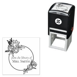 薔薇の花のフレーム　図書館より セルフインキングスタンプ