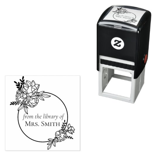 薔薇の花のフレーム 図書館より セルフインキングスタンプ (インサイチュ)