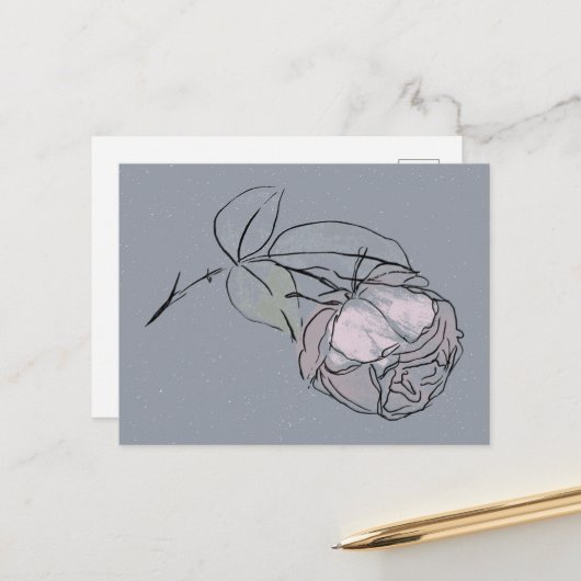薔薇の花の落書き ポストカード (正面/裏面インサイチュ)