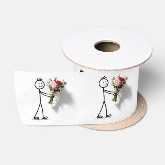 薔薇の花束を持つ棒人間 サテンリボン (リール)