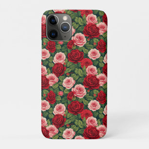 薔薇の華麗なる咲き誇り✨レッドピンクの花のエレガンス ロマンティック iPhone 11 PROケース