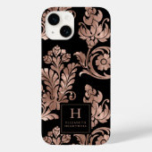 薔薇金とブラックの植物モノグラム柄 Case-Mate iPhoneケース (裏面)