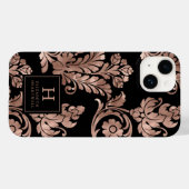 薔薇金とブラックの植物モノグラム柄 Case-Mate iPhoneケース (裏面 (横))
