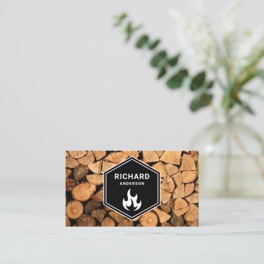 薪の木の木のサービスの炎 名刺 (スタンド正面)