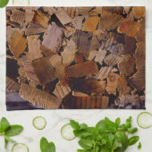 薪の素朴なキャビン木目の樹皮パターン キッチンタオル (折り畳み)