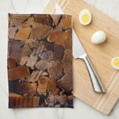 薪の素朴なキャビン木目の樹皮パターン キッチンタオル (四つ折り)