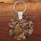 薪の素朴なキャビン木目の樹皮パターン キーホルダー (正面)