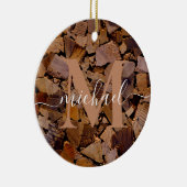 薪の素朴なキャビン木目の樹皮パターン セラミックオーナメント (右)