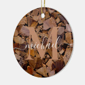 薪の素朴なキャビン木目の樹皮パターン セラミックオーナメント (左)