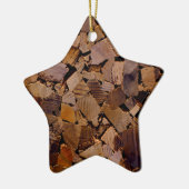 薪の素朴なキャビン木目の樹皮パターン セラミックオーナメント (左)