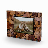 薪の素朴なキャビン木目の樹皮パターン フォトブロック (右)