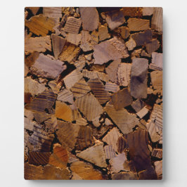 薪の素朴なキャビン木目の樹皮パターン フォトプラーク