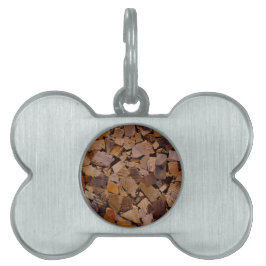 薪の素朴なキャビン木目の樹皮パターン ペットネームタグ