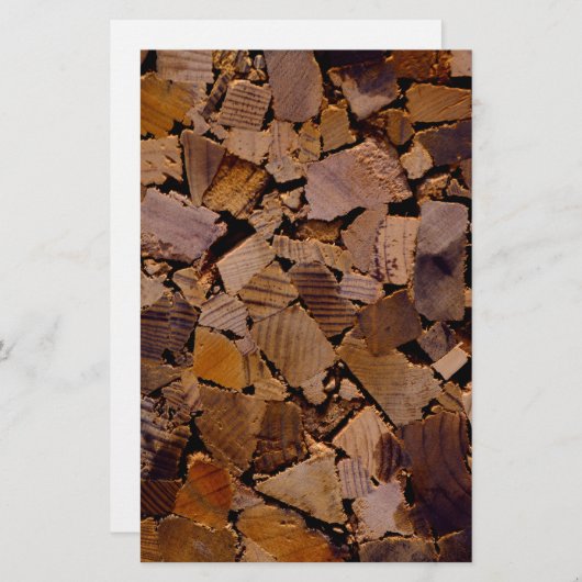 薪の素朴なキャビン木目の樹皮パターン 便箋 (正面/裏面)