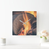 薪を燃やす スクエア壁時計 (ホーム)