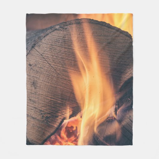 薪を燃やす フリースブランケット (正面)