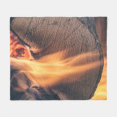 薪を燃やす フリースブランケット (正面(横))