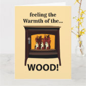 薪バーナー焚き薪の暖かい カード (黄色い花)