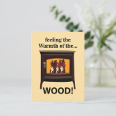 薪バーナー焚き薪の暖かい ポストカード (スタンド正面)