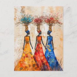 薪付きアフリカカラフル人女性 ポストカード