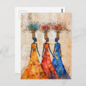 薪付きアフリカカラフル人女性 ポストカード (正面/裏面)