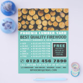 薪・木材・木工場の積み重ね チラシ (シングル)