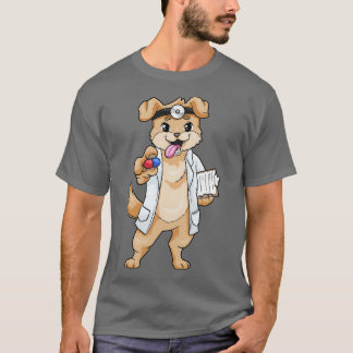 薬とメモ帳を持つ医師としての犬 Tシャツ
