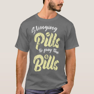 薬の代わりに手形のギフトを支払うために薬を投げる Tシャツ