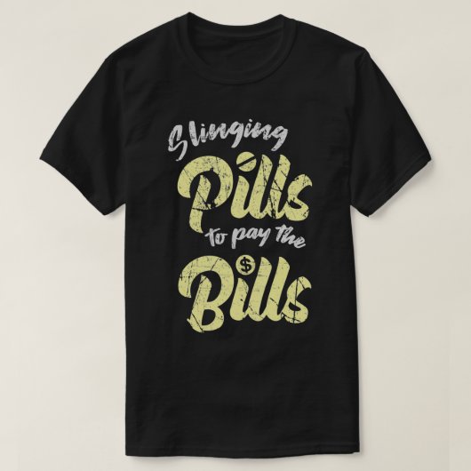 薬の代わりに手形のギフトを支払うために薬を投げる Tシャツ (デザイン正面)