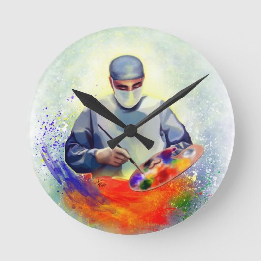 薬の芸術 ラウンド壁時計 (正面)