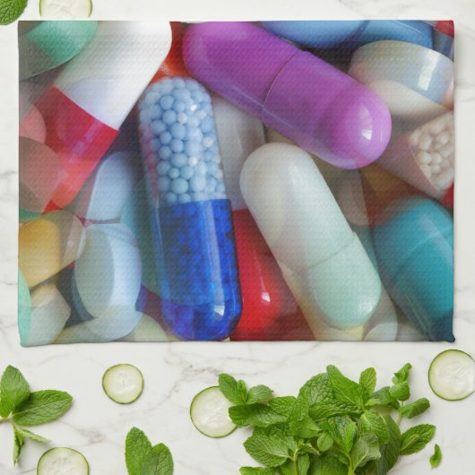 薬の錠剤 キッチンタオル (折り畳み)