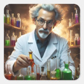 薬を混ぜた研究室の科学者 スクエアシール (正面)