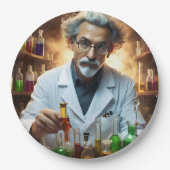 薬を混ぜた研究室の科学者 ペーパープレート (正面)